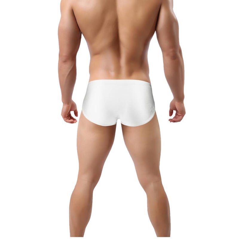 ZONBAILON Mens Sexy Bulge Enhancing Briefs Underwear Low Rise Ice Silk Big Ball Pouch Underpants White M - Image 2
